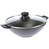 Kela 77747 Wok mit Deckel, Dünstrost, Stäbchen, Gusseisen, 24 cm Durchmesser, Induktionsgeeigent, Wok-Set Mini