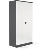 Schrank & Stuhl XXL Werkzeugschrank – Werkstattschrank mit 4 höhenverstellbaren Fachböden, Stahlschrank für Werkzeuge, 195 x 92 x 60 cm (H x B x T), Anthrazit/Weiß