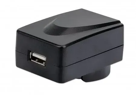 Manhattan USB-Ladegerät und Reiseadapter, Geeignet für Europa, UK, USA und Australien, ein USB-A-Ladeport lädt mit bis zu 1 A, schwarz