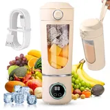 Tragbarer Mixer Smoothie Maker 700ml, Mini Standmixer mit 12 Edelstahlklingen, USB Aufladbarer Smoothie Maker To Go, Portable Mixer für Shakes, Früchte, Gemüse & Proteinshakes mit Digitalanzeige