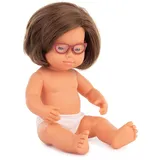 MINILAND BABY Miniland europäisches Mädchen 38cm mit Down-Syndrom, mit Brille, ohne Unterwäsche 31110 Weiß