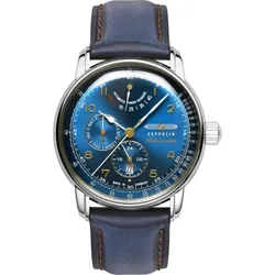Zeppelin Herrenuhr 96903 - Blaues Ziffernblatt mit goldfarbenen Zahlen/Indices - 42mm