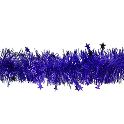 3m Weihnachtsgirlande 8cm mit Sternen Lamettagirlande Weihnachtsbaumgirlande Dekogirlande Weihnachten Christbaumgirlande Sternengirlande Fasching Blau