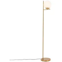QAZQA Art-Deco-Stehlampe aus Gold und Opalglas – Flore