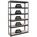 Proregal Schwerlastregal Metall 200x120x40 cm Schwarz 6-Ebenen