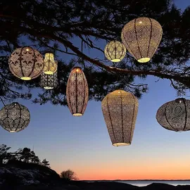 lumiz Lampion Solarlampe Tulip 20 Fiore Grey Blue graublau Ø 20 cm - Tyvek®