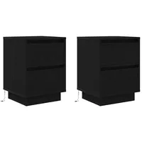 VidaXL Nachttische mit LED-Leuchten 2 Stk. Schwarz 38x34x50 cm