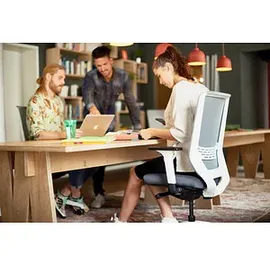Trendoffice by Dauphin Bürostuhl to-sync work mesh, 9242SY2FVKVW Stoff weiß, Gestell weiß