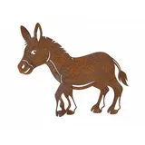 Kapaga - Gartenfigur aus Rost auf Einschlagbeinen - Metall Tierfigur - Edelrost Dekofigur - Tier Figur - Dekoration Gartendeko - Gartendekoration (Esel - Höhe 72 cm)