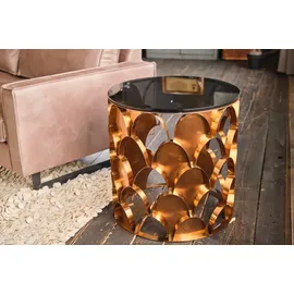 KAWOLA Beistelltisch MEDINA Couchtisch Tisch Glas Gestell rosé gold