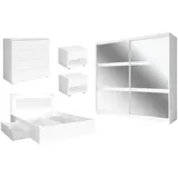 Feldmann-Wohnen Schlafzimmer-Set, Weiß, Holz, 10 Fächer, 8 Schubladen, Rechteckig,Rechteckig, 180x200 cm, Schlafzimmer, Betten