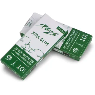 10 Stück XTRA Slim Aktivkohlefilter im Pappschieber Ø 5,9 mm - Weiß