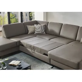die planbar Wohnlandschaft DIE PLANBAR "PN-EM15047 U-Form, ohne Kopfstützen", artischocke, B:309cm H:88cm T:235cm, Sofas, Wohnlandschaft, Echtleder, wahlweise mit Bettfunktion u. Stauraum