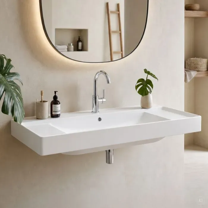 CARLDIX x LAUFEN Waschtisch 80 cm A91002008001 Weiß, 800 x 460 mm, mit Überlauf und Hahnloch, Wandmontage