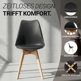 Homestyle4u Küchenstuhl Holz gepolstert Schwarz 4er Set