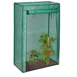 Relaxdays Tomatengewächshaus PE 1 x 0,5 x 1,5 m dunkelgrün 3 St.
