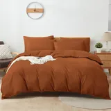 Sufdari Bettwäsche 240x220 Baumwolle Orange, 100% Baumwolle Bettbezug aus Atmungsaktive, Bettwäsche-Set mit 2 Kissenbezüge 80x80 cm+ 1 Bettbezüge mit Reißverschlus