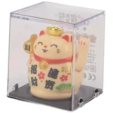 Cyrank Winkende Glückskatze, Solarbetriebene Winkekatze, Japanische Maneki-Neko-Glückskatze Mit Wellenarm, Niedliche Chinesische Katze, Kleine Solar-Wellenkatze Für Heim- Und Autodekoration(Gelb)