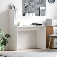 VidaXL Weißer Schreibtisch Weiß MDF Kompakt Dekorative Intarsien