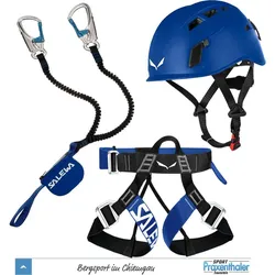 Klettersteig Komplettset Salewa Premium Attac  + Salewa Via Ferrata Evo Harness + Salewa Helm Toxo blue