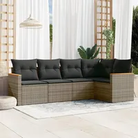 Gecheer 5-TLG. Gartenlounge Set, Balkonlounge Set, Terrassensofa, Loungemöbel Polyrattan, Polyrattan Gartenmöbel, Garten Sofa Set, Kissen