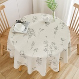 BULANGDE Tischdecke Rund Baumwolle und Leinen mit Blumendruck 150cm, Tischtücher Rund Wipe Clean Tablecloth Staubdicht, Runde Tischdecke Abwaschbar benutzt für Esstisch Wohnzimmer Picknick