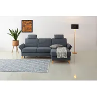 Home Affaire Ecksofa HOME AFFAIRE "Westerland L-Form", blau (blau, grau), B:252cm H:90cm T:162cm, 100% Polyester, Sofas, Ecksofa, Federkern-Polsterung, wahlweise mit Bettfunktion, Bettkasten