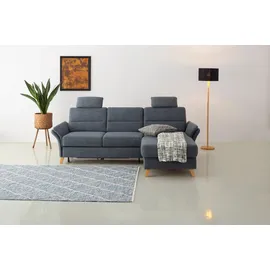 Home Affaire Ecksofa HOME AFFAIRE "Westerland L-Form", blau (blau, grau), B:252cm H:90cm T:162cm, 100% Polyester, Sofas, Ecksofa, Federkern-Polsterung, wahlweise mit Bettfunktion, Bettkasten