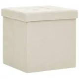 vidaXL Hocker Mit Stauraum Cremeweiß Leinenoptik