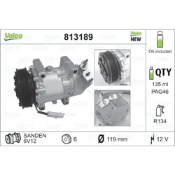 Kompressor Klimaanlage VALEO 813189 für Citroën Peugeot Partner Xsara 206+ 307