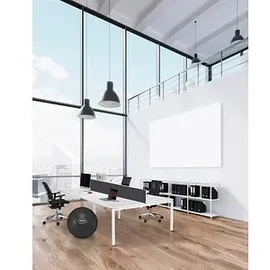 Paperflow easyDesk Doppelschreibtisch weiß rechteckig, 4-Fuß-Gestell weiß 280,0 x 166,0 cm