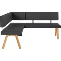 OTTO home Eckbank OTTO HOME "Rio", schwarz, B:190cm H:89cm T:140cm, Sitzbänke, Eckbank, Massivholz in Eiche geölt, Esszimmerbank bequem gepolstert