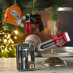 Weihnachtsbaumschmuck Werkzeug - Bohrmaschine/Säge/Maßband/Werkzeugkiste - Chris...