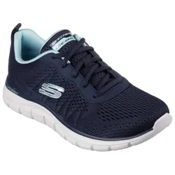Sneaker SKECHERS "TRACK-NEW STAPLE", Damen, Gr. 35, blau (navy, blau), Textil, casual, Schuhe, Freizeitschuh in veganer Verarbeitung