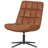 WOOOD Dirkje Braun - Loungesessel Leder Optik Drehbar Stoffsessel Relaxsessel Clubsessel 101x70x85 cm