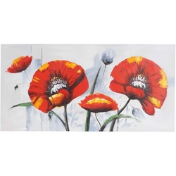 √ñlgem√§lde Roter Mohn, 100% handgemaltes Wandbild Gem√§lde XL, 140x70cm