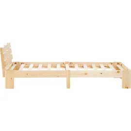 Homestyle4u Bett mit Lattenrost Holz Natur Holzbett 90x200 Einzelbett 90 x 200 cm Massivholzbett 90x200 Kiefer –