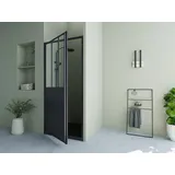 vente-unique Duschtür Schwingtür - Atelier-Stil - 80 x 195 cm - Schwarz matt - URBANIK