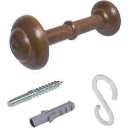 Raffhalter LIEDECO, braun (eichefarben, rustikal), Materialmix, Raffhalter, Schalhalter 12 cm