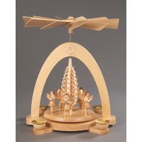 Albin Preissler Weihnachtspyramide »5 Engel mit Spanbaum, Weihnachtsdeko«, Handwerkskunst aus dem Erzgebirge beige