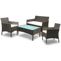 TolleTour Sitzgruppe Polyrattan Garten Hocker Lounge Sessel Gartenlounge Lounge Set Polyrattan Ecksofa Gartenmöbel braun - Braun