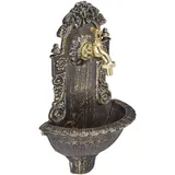 Relaxdays Wandbrunnen antik, mit Wasserhahn, nostalgisch, Waschbecken Garten, Aluguss, HBT 40 x 24,5 x 13 cm, schwarz