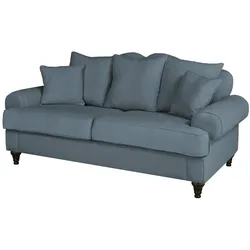 Furn.Design Sofa in blau Landhaus Couch 3-Sitzer 200 cm Adelina