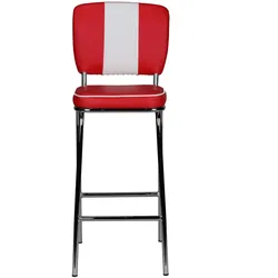 KADIMA DESIGN American Retro Barstuhl: Kunstleder, Chromfuß, 110 kg Belastbarkeit, verschiedene Farben