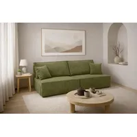 Kaiser Möbel Schlafsofa Sofa mit Schlaffunktion und Bettkasten, Cordstoff Poso, BEST MINI, Kompakte Größe – ideal für kleine Räume grün