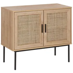 Sideboard heller Holzfarbton 2 Rattan-Türen PASCO