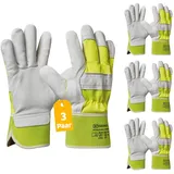 Gebol Worker Pro Thermo | Leder-Arbeitshandschuhe mit kälteisolierendem Futter | Wasserabweisende Winterhandschuhe | für Herren | Größe XL (Gr 10) |Gelb, Weiß | 3 Paar Multipack