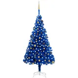 vidaXL Künstlicher Weihnachtsbaum mit LEDs Kugeln Blau 240 cm PVC