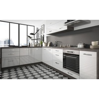 Küchenzeile 210x300cm L-Form 11-tlg. lava / weiß Hochglanz Einbauküche Küchenblock Komplett Küche