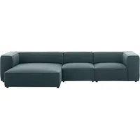 W.Schillig Ecksofa »around-the-block«, mit eleganter Biese, mit Federkern, Breite 341 cm blau